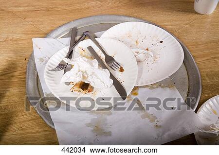 Paper plates and cutlery piled on a canteen tray View Large Photo Image Picture - Paper plates and cutlery piled on a canteen tray. Fotosearch