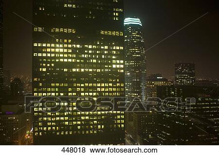 Downtown cityscape at night, Los Angeles, California View Large Photo Image Stock Photo - Downtown cityscape at night, Los Angeles, California. Fotosearch