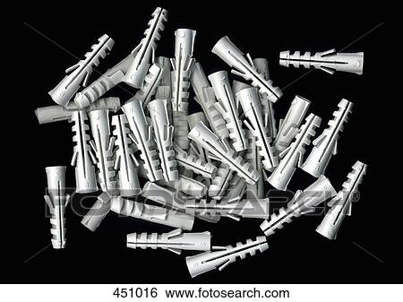 Stock Photograph - Pile of plastic wall plugs. Fotosearch