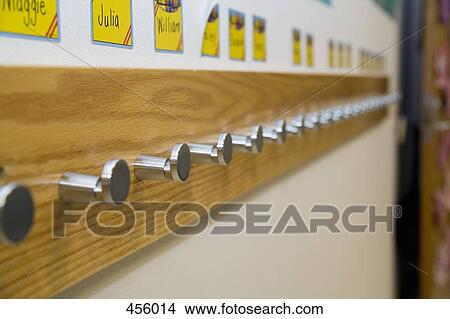 Picture - Coat rack in a primary school. Fotosearch