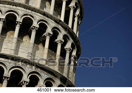 Stock Image - Detail of the Leaning Tower of Pisa, Pisa, Italy. Fotosearch