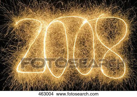 2008' drawn with a sparkler View Large Photo Image Picture - 2008' drawn with a sparkler. Fotosearch