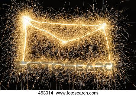 Envelope drawn with a sparkler View Large Photo Image Picture - Envelope drawn with a sparkler. Fotosearch