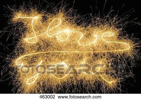 Stock Image - I Love You' drawn with a sparkler. Fotosearch