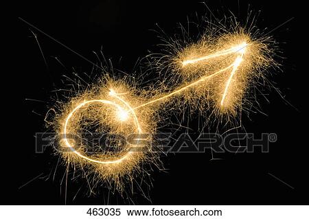 Stock Photography - Male Symbol drawn with a sparkler. Fotosearch