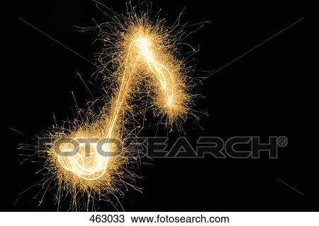 Musical note drawn with a sparkler View Large Photo Image Stock Image - Musical note drawn with a sparkler. Fotosearch