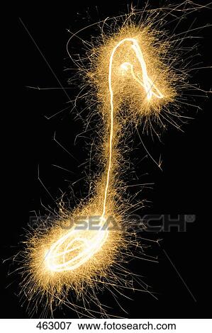 Musical note drawn with a sparkler View Large Photo Image Stock Photo - Musical note drawn with a sparkler. Fotosearch