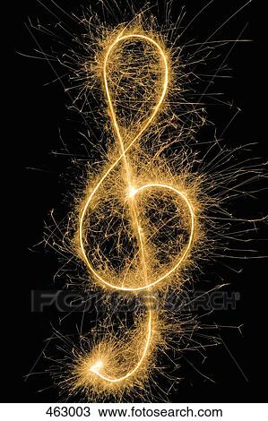 Treble Clef drawn with a sparkler View Large Photo Image Stock Image - Treble Clef drawn with a sparkler. Fotosearch
