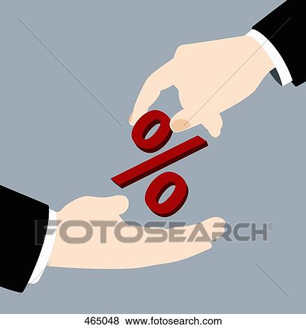 A businessman handing a percentage sign to another businessman View Large Illustration Stock Illustration - A businessman handing a percentage sign to another businessman. Fotosearch
