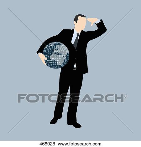 A businessman holding a globe of the world and looking into the distance View Large Illustration Stock Illustration - A businessman holding a globe of the world and looking into the distance. Fotosearch