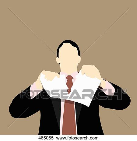 A businessman tearing up a document View Large Illustration Stock Illustration - A businessman tearing up a document. Fotosearch