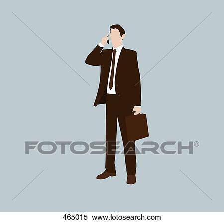 A businessman using a mobile phone and holding a briefcase View Large Illustration Stock Illustration - A businessman using a mobile phone and holding a briefcase. Fotosearch
