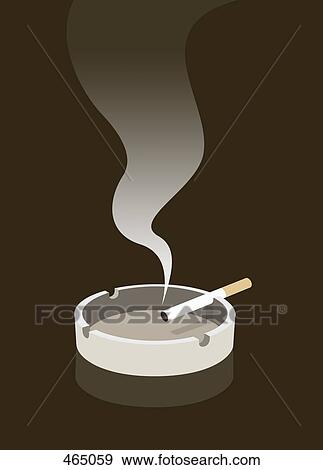 A cigarette burning in an ashtray View Large Illustration Stock Illustration - A cigarette burning in an ashtray. Fotosearch