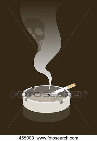 Cigarette burning in an ashtray View Large Illustration Drawing - Cigarette burning in an ashtray. Fotosearch