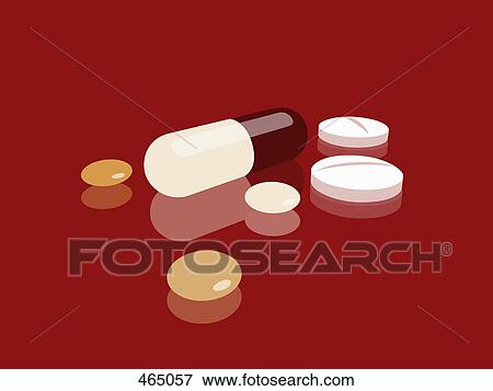 Pills, capsules and tablets View Large Illustration Stock Illustration - Pills, capsules and tablets. Fotosearch