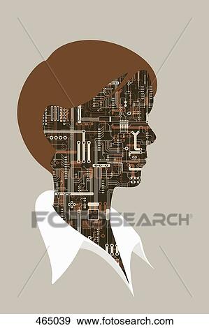 Profile of a man with circuitry View Large Illustration Stock Illustration - Profile of a man with circuitry. Fotosearch