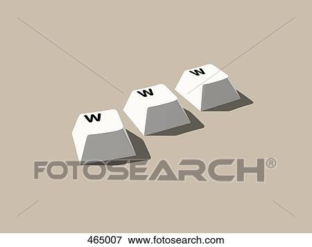 Stock Illustration - Three 'w' computer keys. Fotosearch