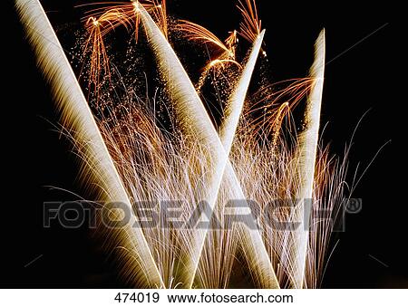 Fireworks at night View Large Photo Image Stock Photo - Fireworks at night. Fotosearch