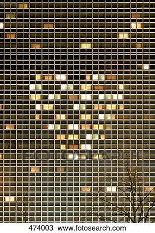 Illuminated high rise building with lights arranged in a heart shape View Large Photo Image Stock Image - Illuminated high rise building with lights arranged in a heart shape. Fotosearch