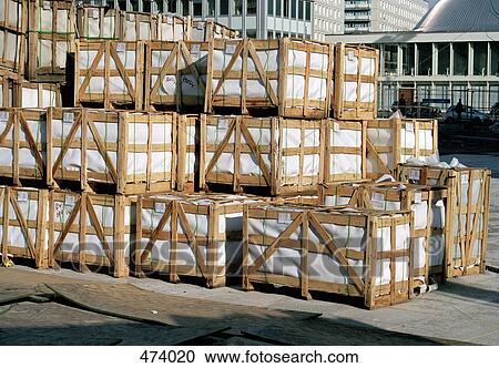 Stacks of wooden crates on a commercial dock View Large Photo Image Stock Image - Stacks of wooden crates on a commercial dock. Fotosearch