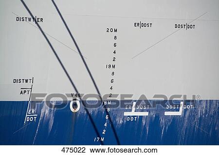 Stock Image - Depth markers on a ship. Fotosearch