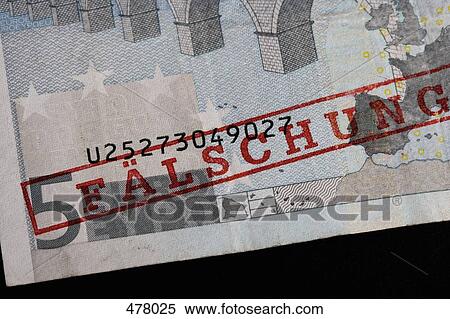 Stock Photography - A counterfeit five Euro note. Fotosearch