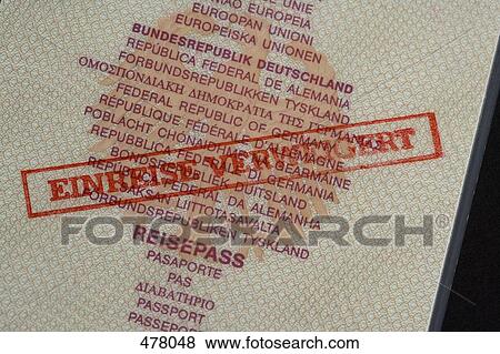 A German passport stamped 'Denied Entry' View Large Photo Image Stock Photo - A German passport stamped 'Denied Entry'. Fotosearch