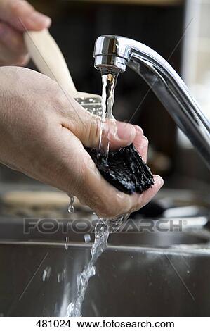 Washing a paintbrush under a running tap View Large Photo Image Picture - Washing a paintbrush under a running tap. Fotosearch