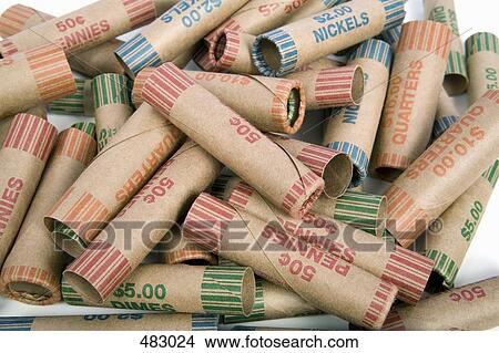 A pile of US coins in coin rolls View Large Photo Image Picture - A pile of US coins in coin rolls. Fotosearch