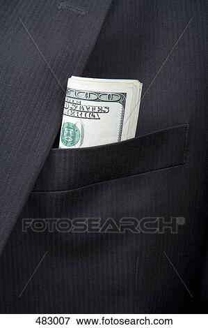 Detail of folded US bank notes in a suit pocket View Large Photo Image Stock Photo - Detail of folded US bank notes in a suit pocket. Fotosearch