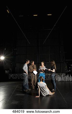 Actors rehearsing in a theater View Large Photo Image Stock Photo - Actors rehearsing in a theater. Fotosearch