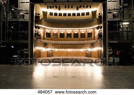 View of an illuminated art deco theater from backstage View Large Photo Image Stock Photo - View of an illuminated art deco theater from backstage. Fotosearch