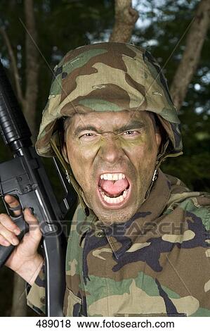 Stock Photo - Soldier shouting. Fotosearch