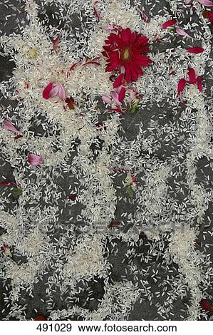 Flowers and rice on the ground View Large Photo Image Stock Photo - Flowers and rice on the ground. Fotosearch