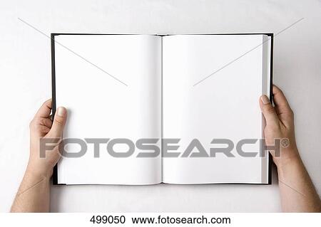 Detail of a man holding an open book with blank pages View Large Photo Image Stock Image - Detail of a man holding an open book with blank pages. Fotosearch