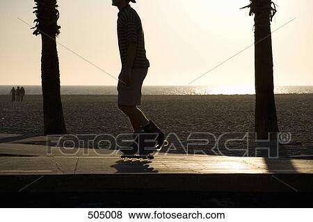 A rollerblader at the beach at sunset View Large Photo Image Stock Photo - A rollerblader at the beach at sunset. Fotosearch