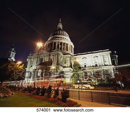 Stock Image - St Paul's Cathedral at night, London. Fotosearch