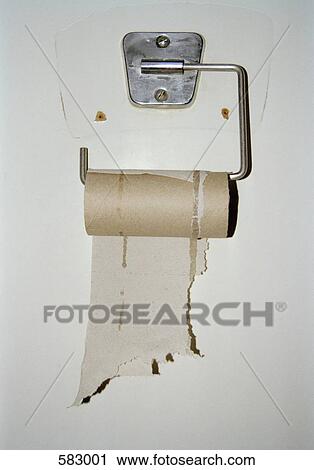 Stock Image - Empty toilet paper roll. Fotosearch
