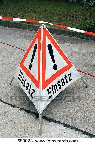 German warning sign used to alert people help is on the way View Large Photo Image Stock Image - German warning sign used to alert people help is on the way. Fotosearch