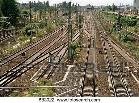Germany, Berlin, empty railroad tracks View Large Photo Image Stock Image - Germany, Berlin, empty railroad tracks. Fotosearch
