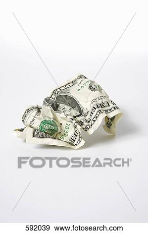 Stock Photo - A crumpled US dollar bill. Fotosearch
