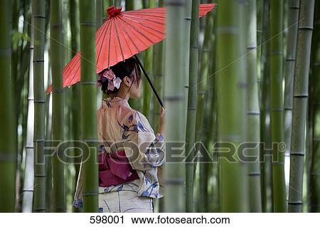 A woman wearing a kimono and standing in a bamboo grove View Large Photo Image Stock Image - A woman wearing a kimono and standing in a bamboo grove. Fotosearch