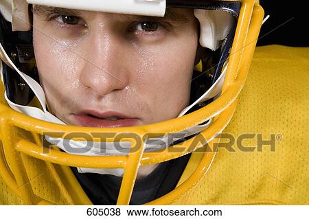 Headshot of an American football player View Large Photo Image Stock Photo - Headshot of an American football player. Fotosearch