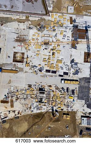 Aerial view of a construction site View Large Photo Image Stock Image - Aerial view of a construction site. Fotosearch