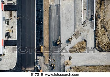 Aerial view of a construction site View Large Photo Image Stock Photo - Aerial view of a construction site. Fotosearch