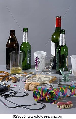 Stock Photography - A messy table after a party. Fotosearch