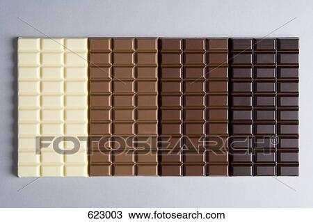 Stock Image - A row of chocolate bars. Fotosearch