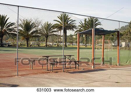 An empty soccer field behind a chain link fence with palm trees View Large Photo Image Stock Image - An empty soccer field behind a chain link fence with palm trees. Fotosearch
