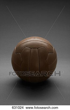 Picture - An old-fashioned leather soccer ball. Fotosearch