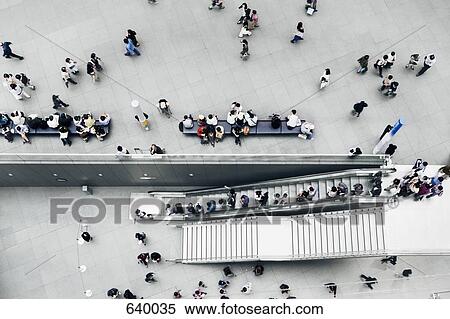 Stock Photography - View above people in a public square. Fotosearch
